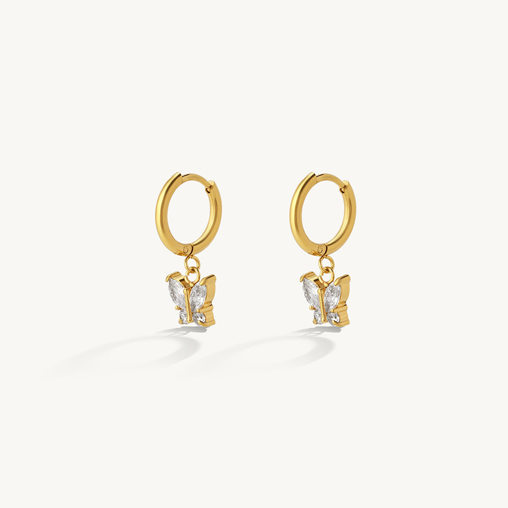 Crown Charm Hoop Earrings