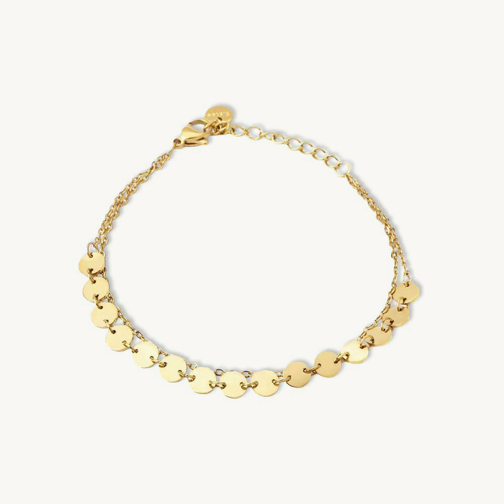 Flat Disc Linked Layered Bracelet