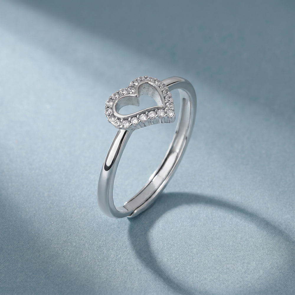 Halo Heartline 925 Sterling Silver Ring