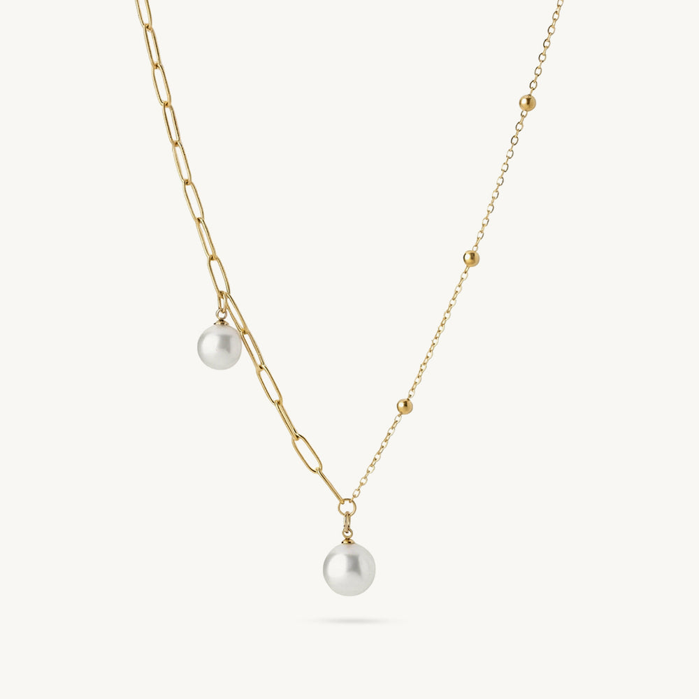 Link Bead Pearl Necklace