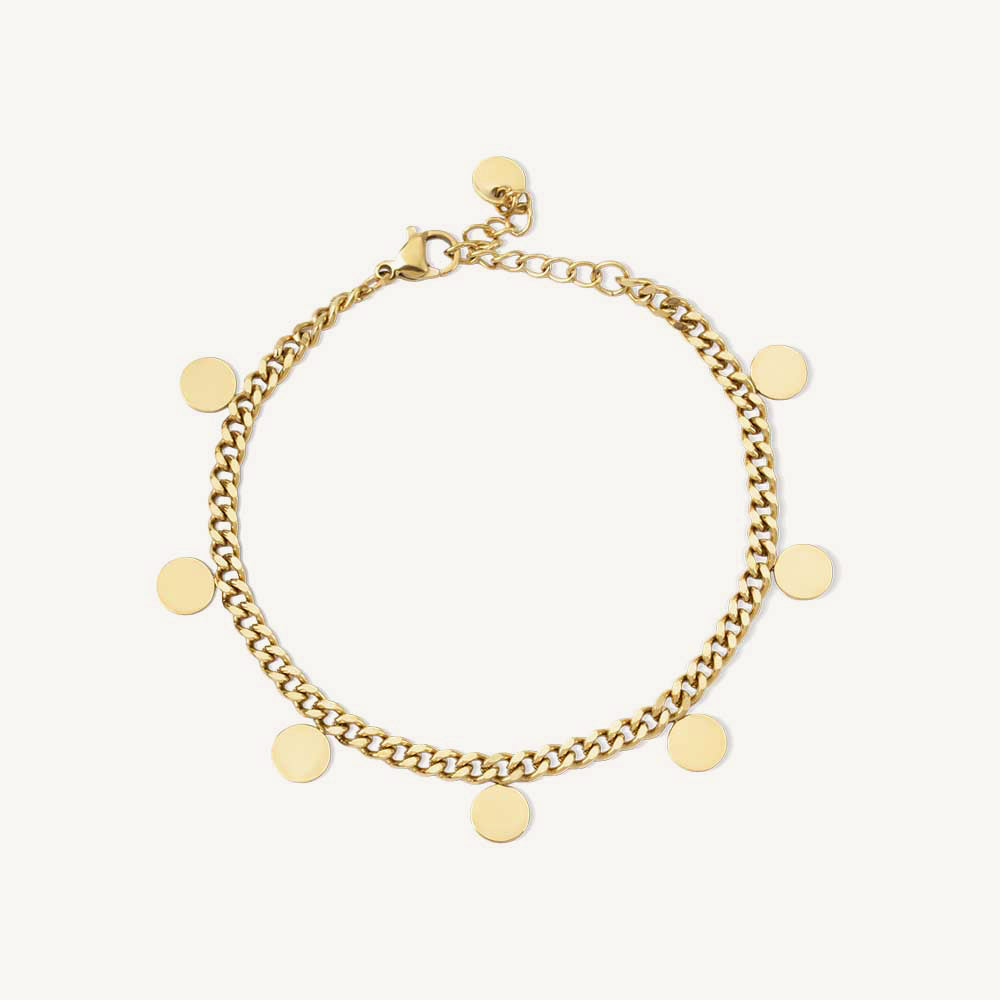 Flat Disc Cuban Chain Bracelet