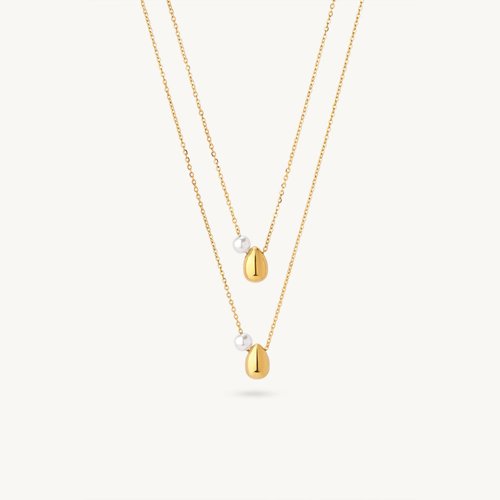 Layered Pearl Drop Necklace