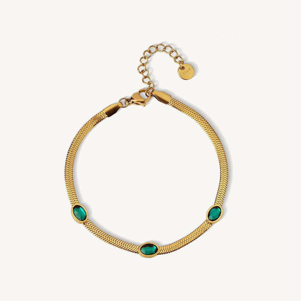 Emerald Aura Oval Charm Bracelet