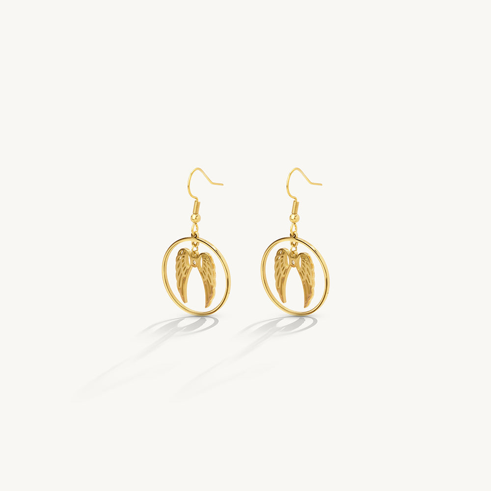 Halo Orbit Wing Accent Drop Earrings