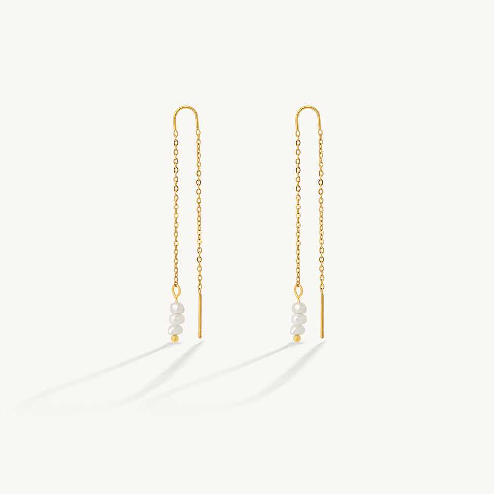 Grace Line Pearl Dangle Earrings