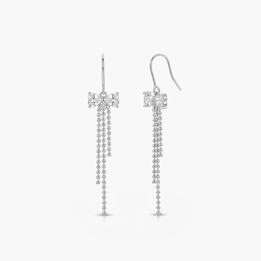 Tassel Bow 925 Sterling Silver Earrings