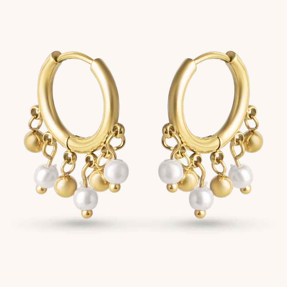 Dangling Pearl Bead Hoop Earring