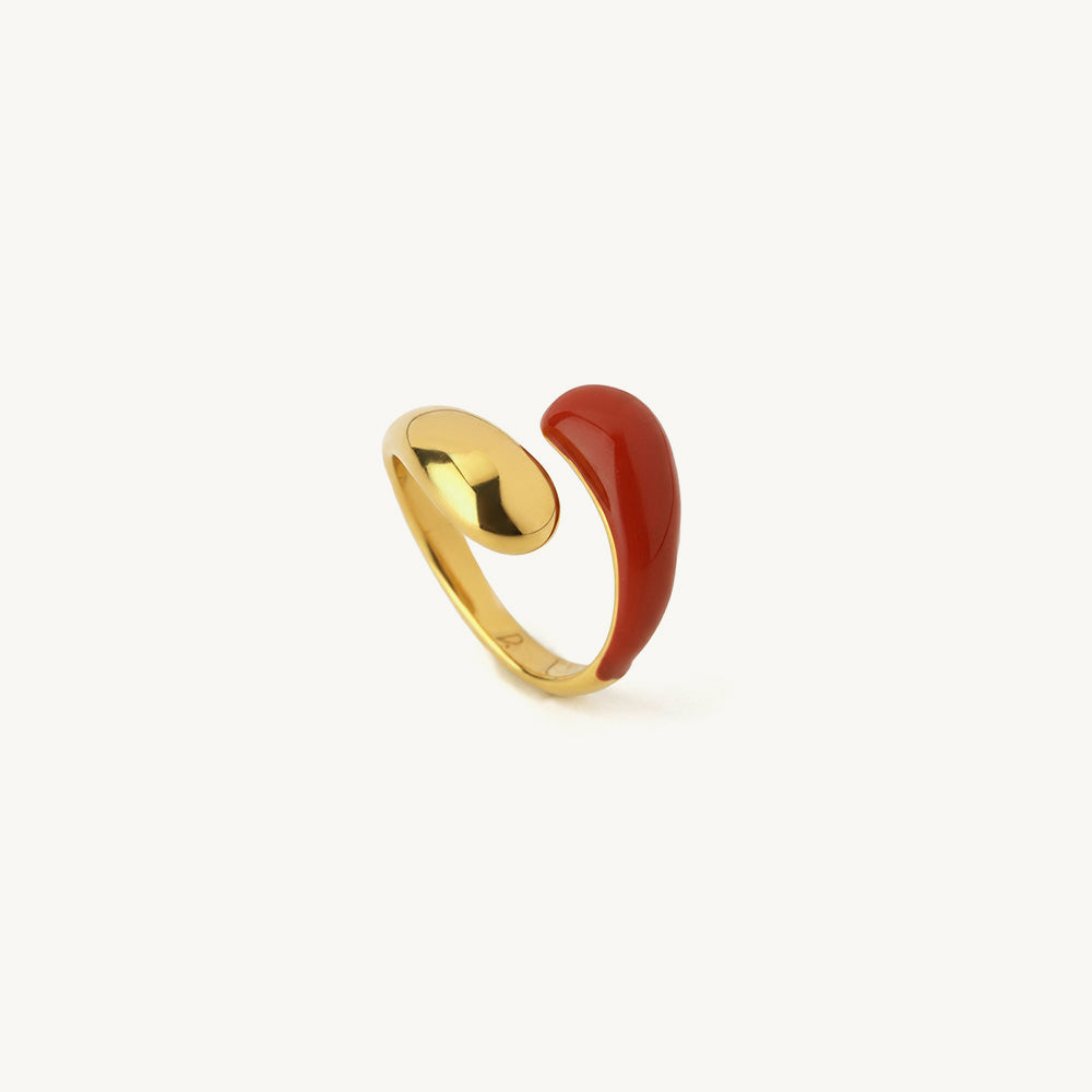 Soft Curve Red Tip Open Ring