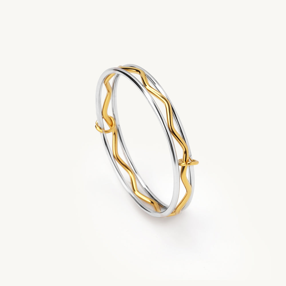 Mixed Metal Interlocked Stack Bangle
