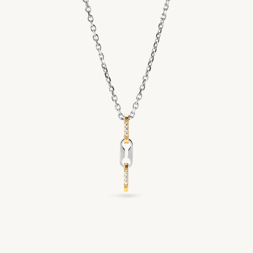 Interlocked Glow Links Dual Tone Necklace