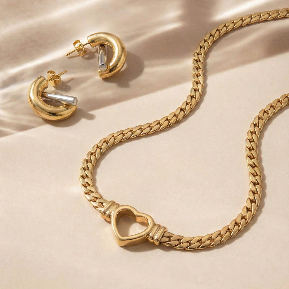 Dual-Tone Heart Grace Jewellery Set
