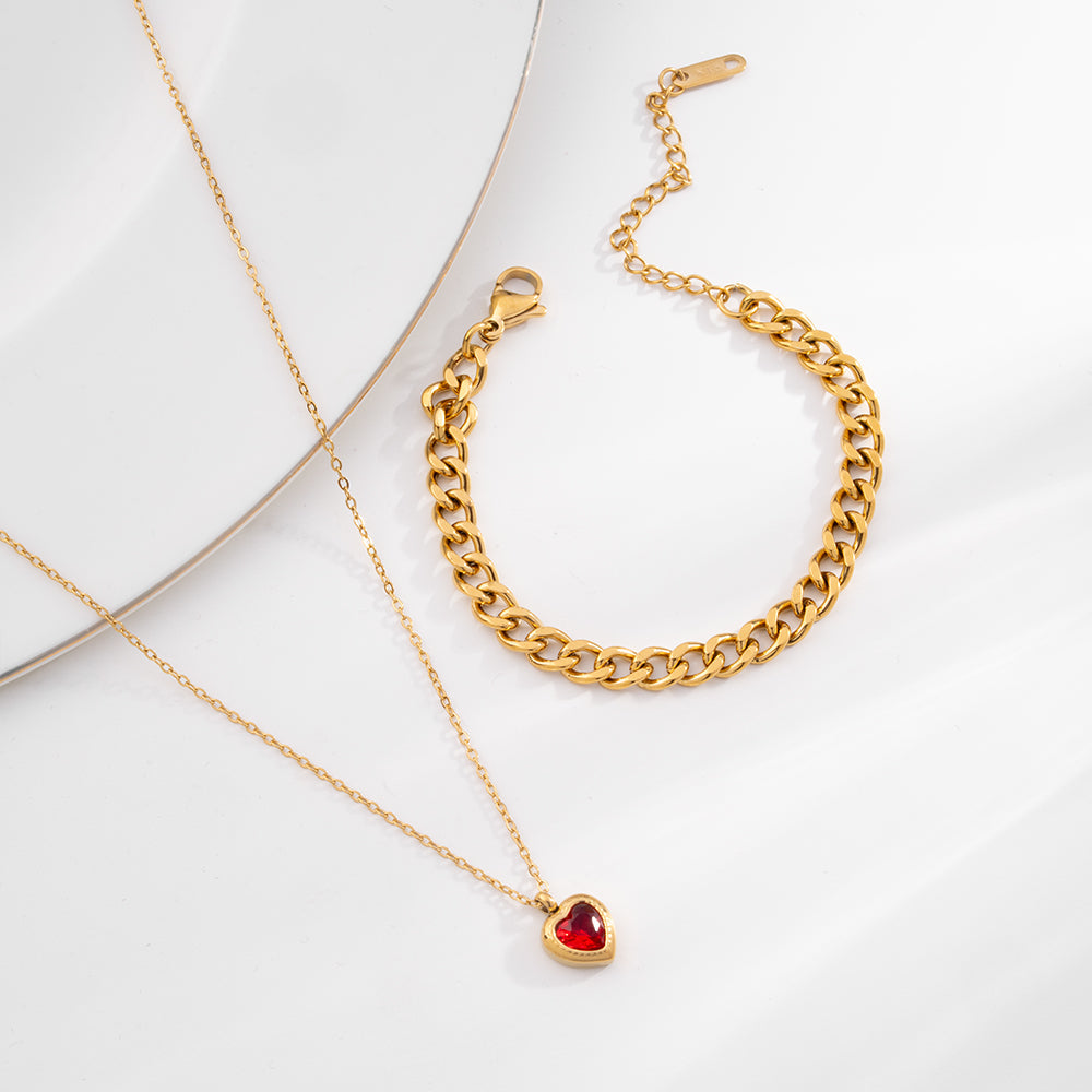 Crimson Heartline Chain Set