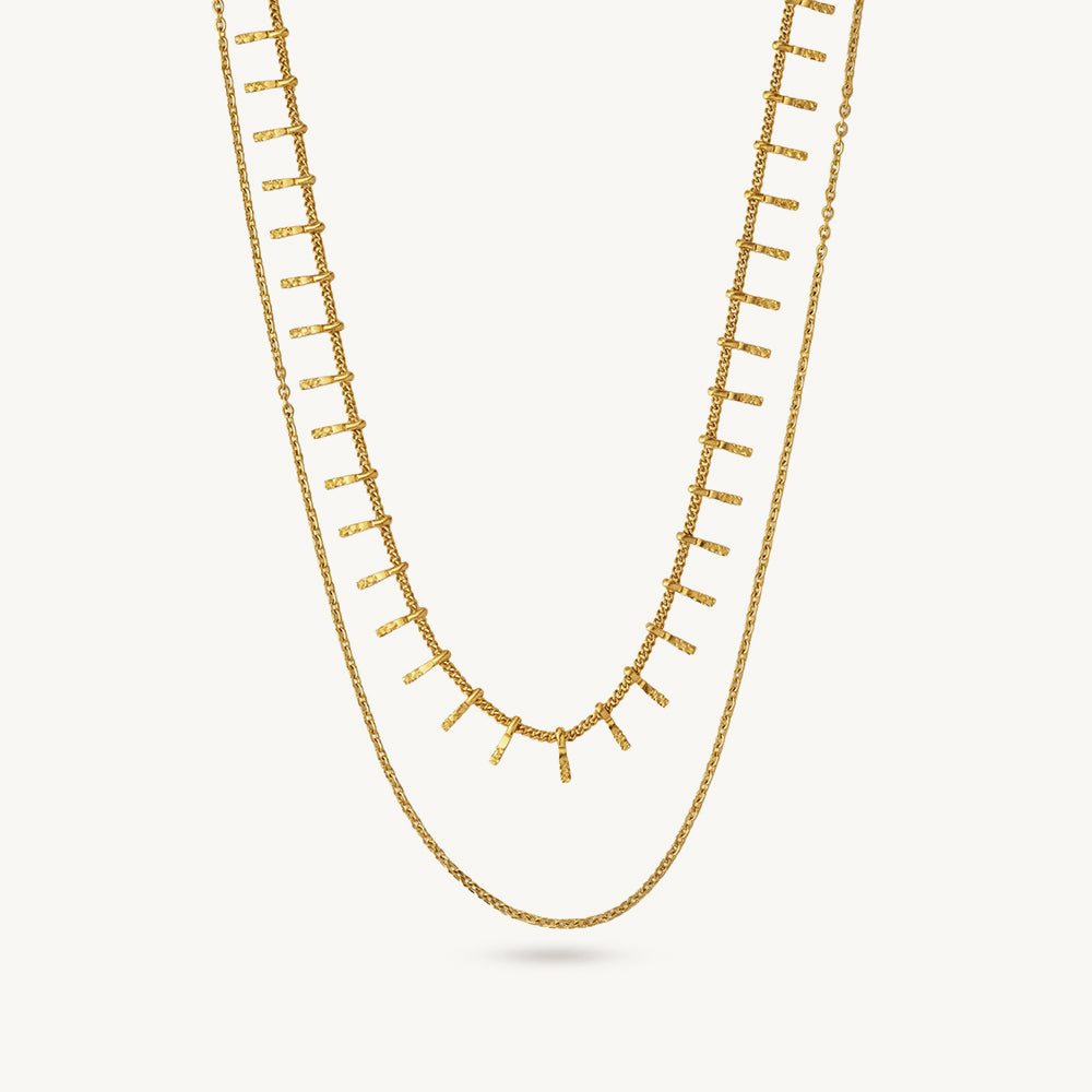 Layered Fringe Bar Cascade Necklace