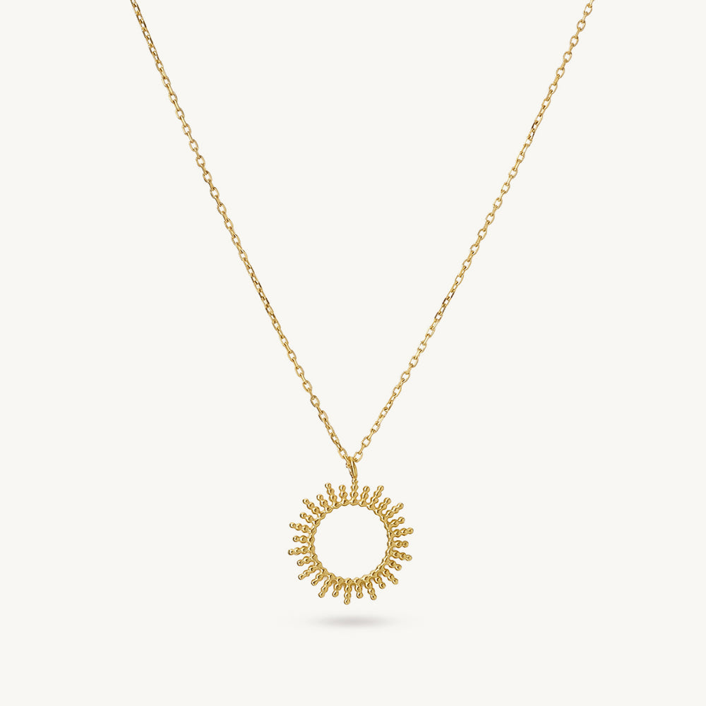 Radiant Sunburst Halo Pendant Necklace