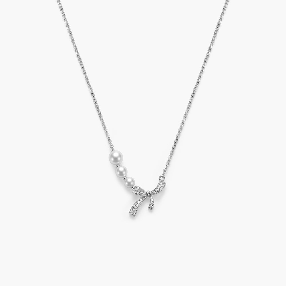 Pearl Bow 925 Sterling Silver Necklace