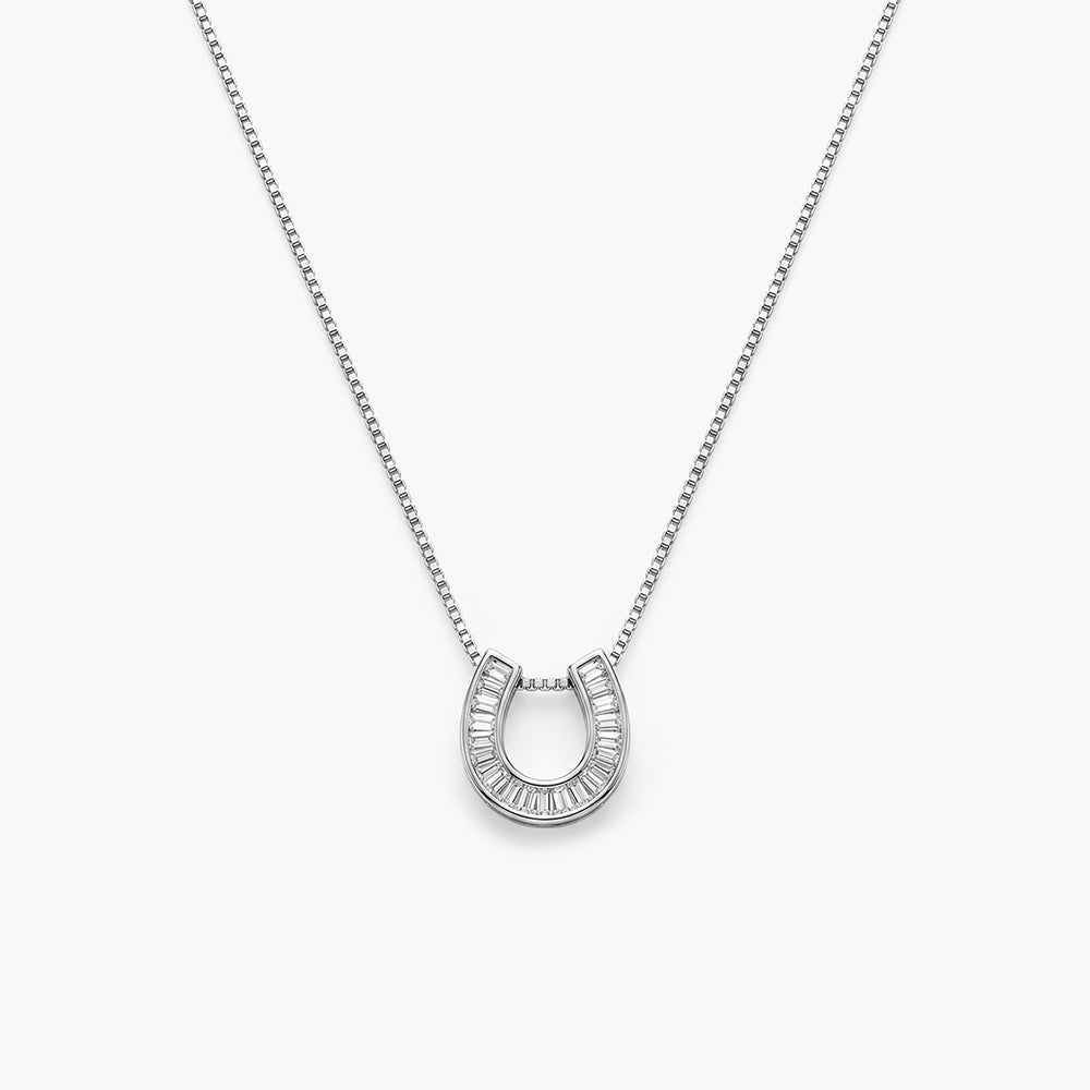 Horseshoe 925 Sterling Silver Pendant Necklace