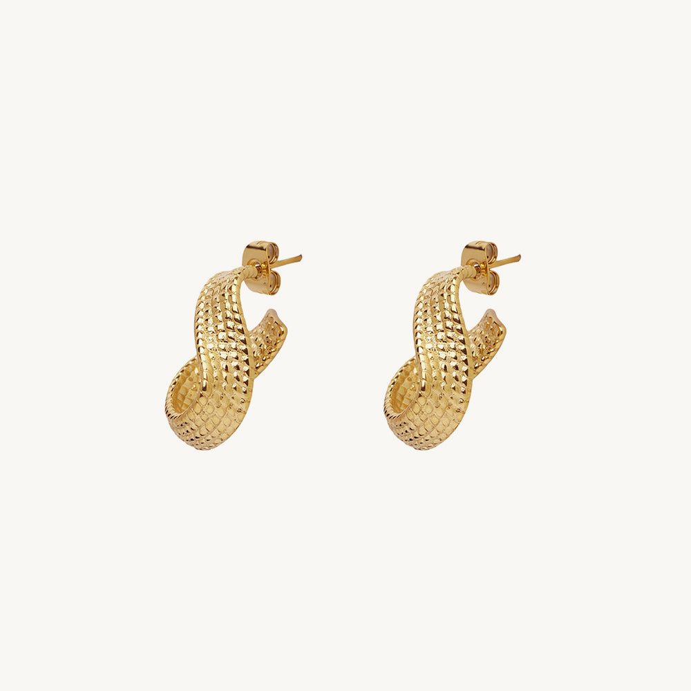 Bold Textured Curved Hoop Earrings