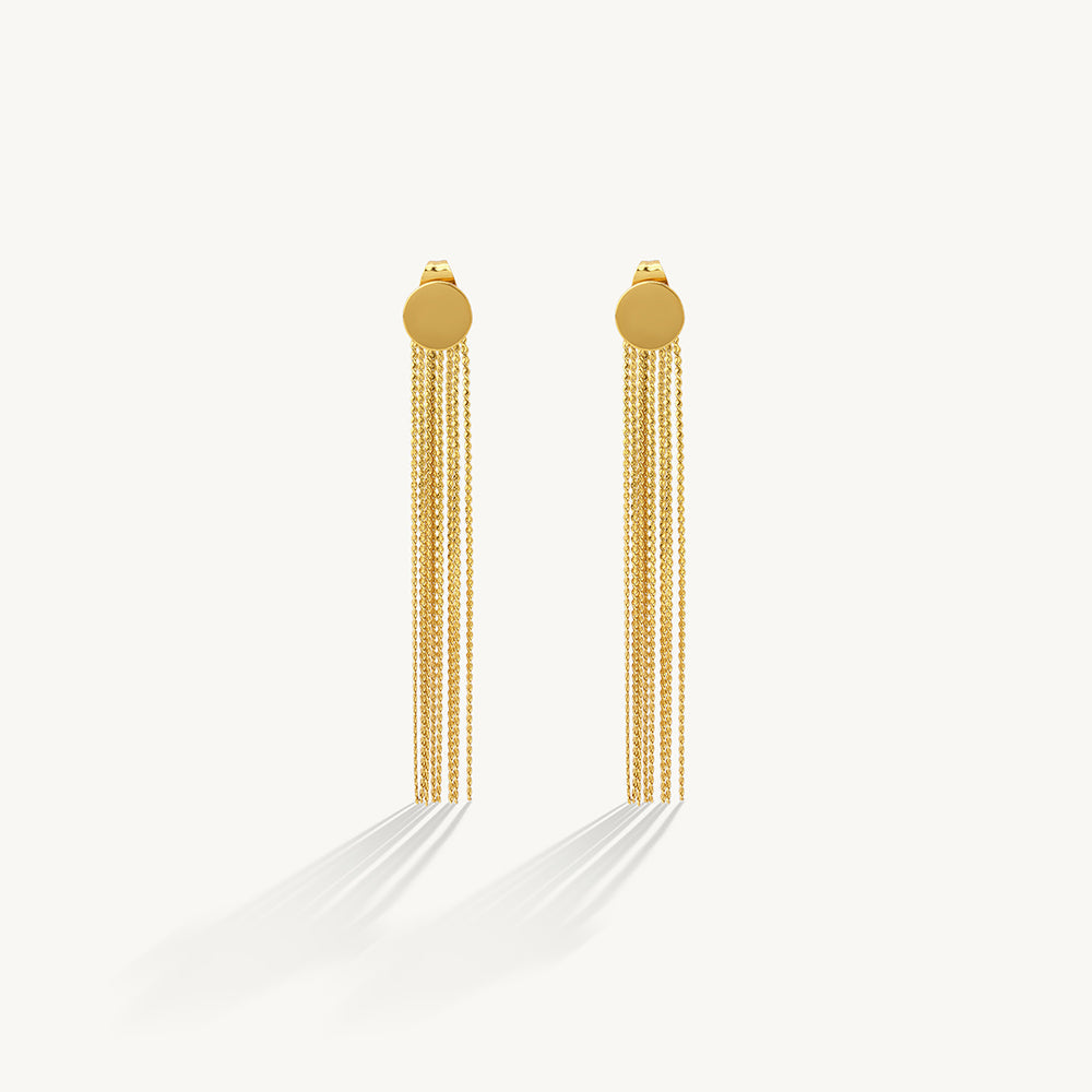 Disc Thread Accent Tassle Earrings