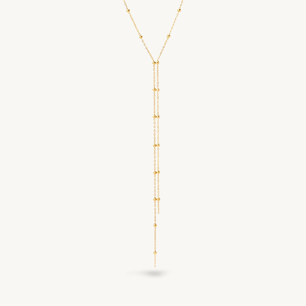 Mini Bead Accent Dual Strand Lariat Necklace