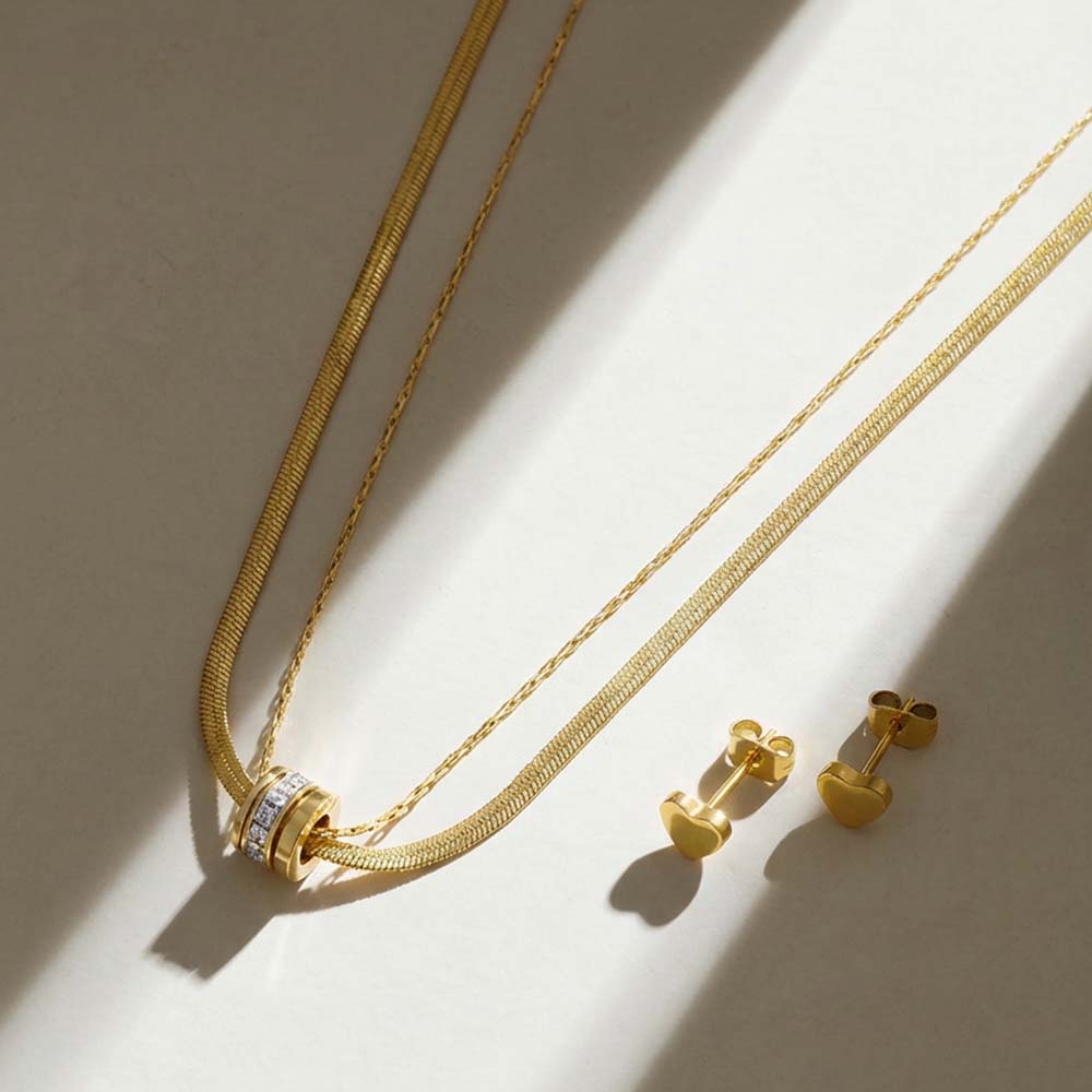 Layered Gleam Heart Jewellery Set