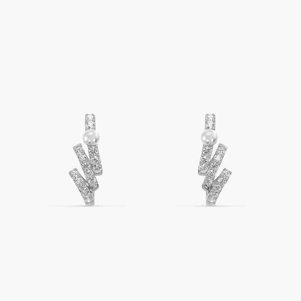 Chic Pearl Trio Cluster Bar 925 Sterling Silver Stud Earrings