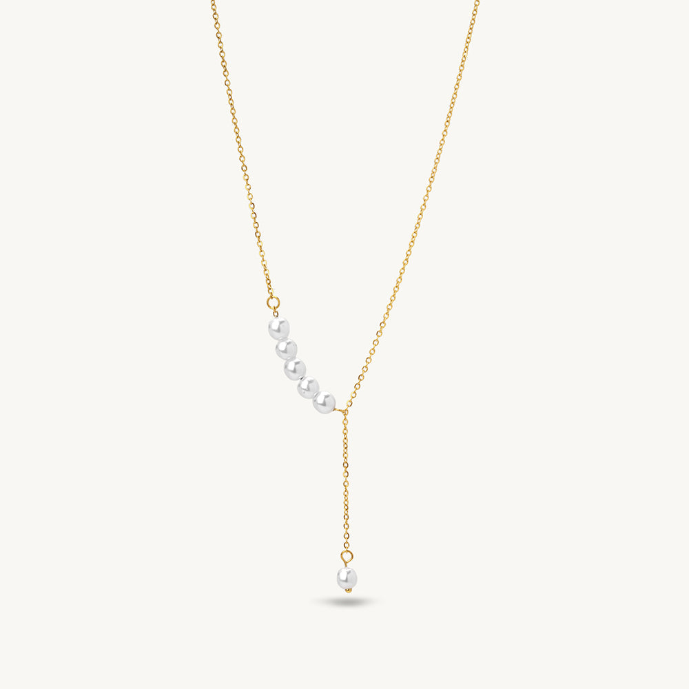 Minimal Pearl Drop Lariat Necklace
