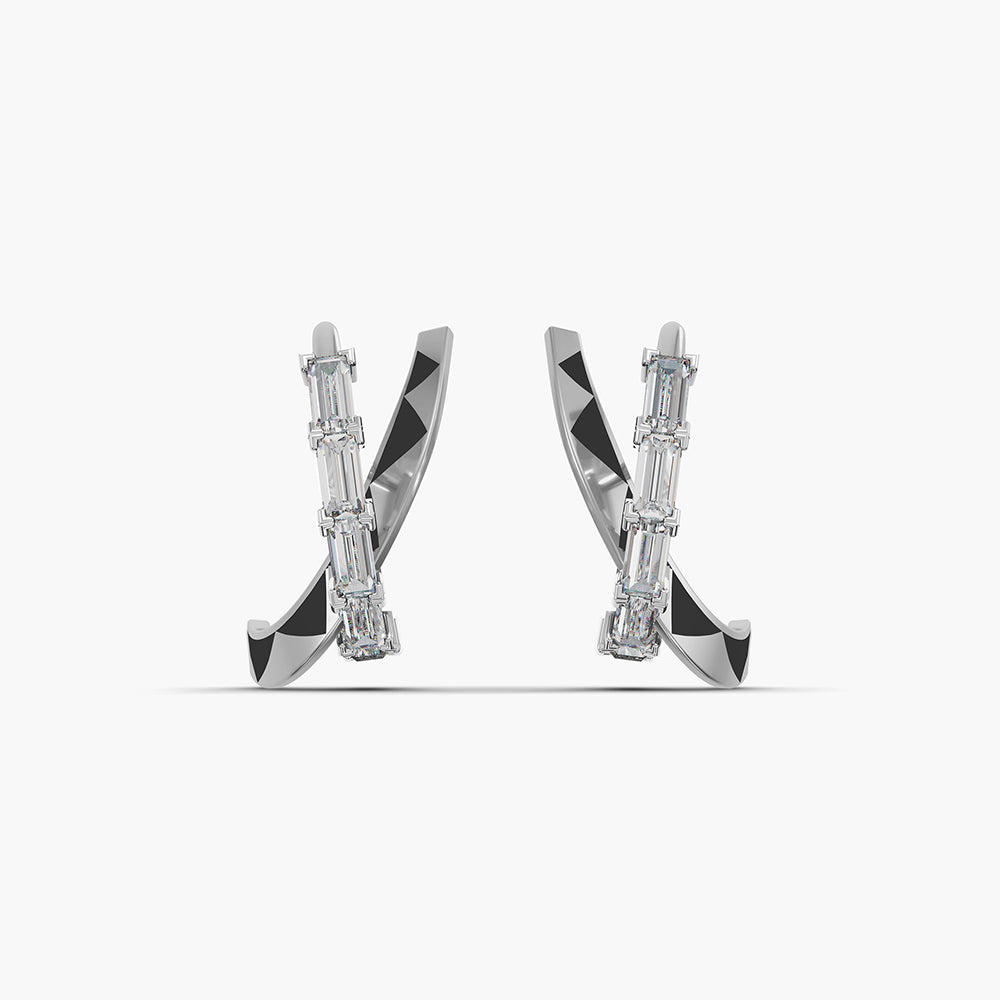 Sculpted Celestial Curve 925 Silver Hoop Earrings