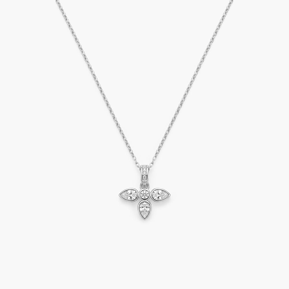 Tri Petal 925 Sterling Silver Pendant Necklace