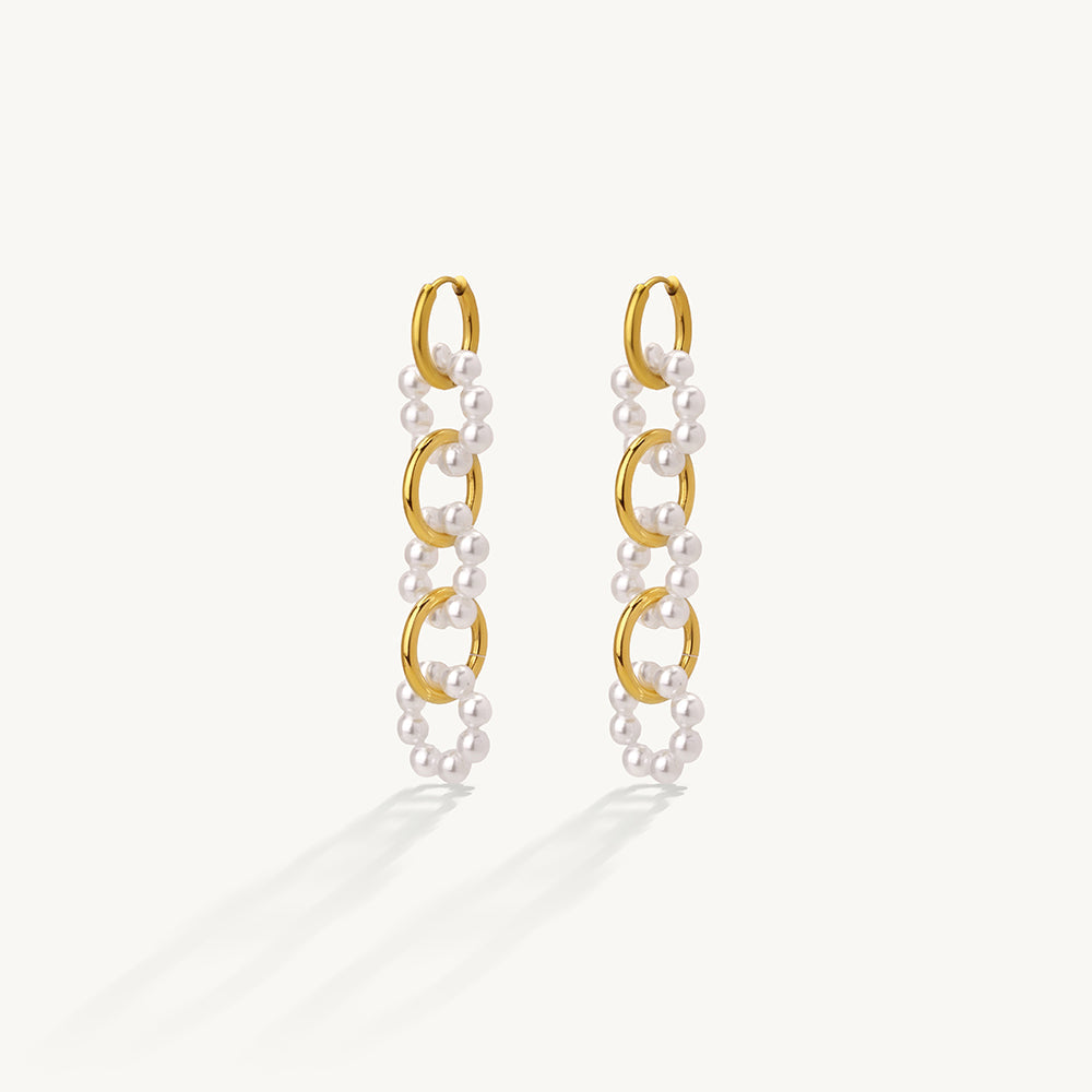 Pearl Orbit Interlocked Dangle Earrings