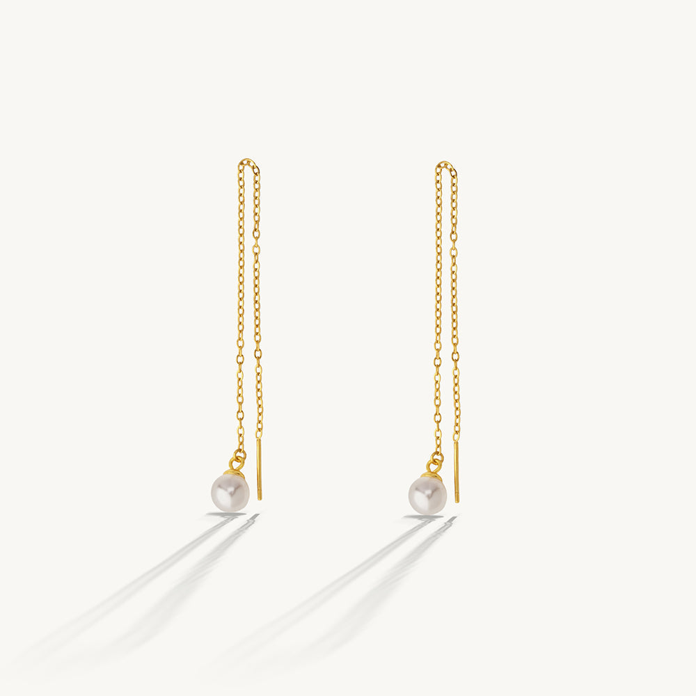 Pearl Drop Threader Earrings