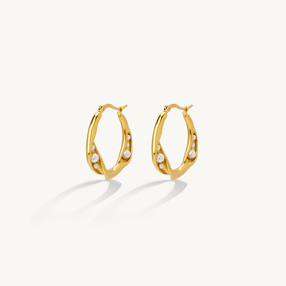 Organic Pearl Halo Hoop Earrings