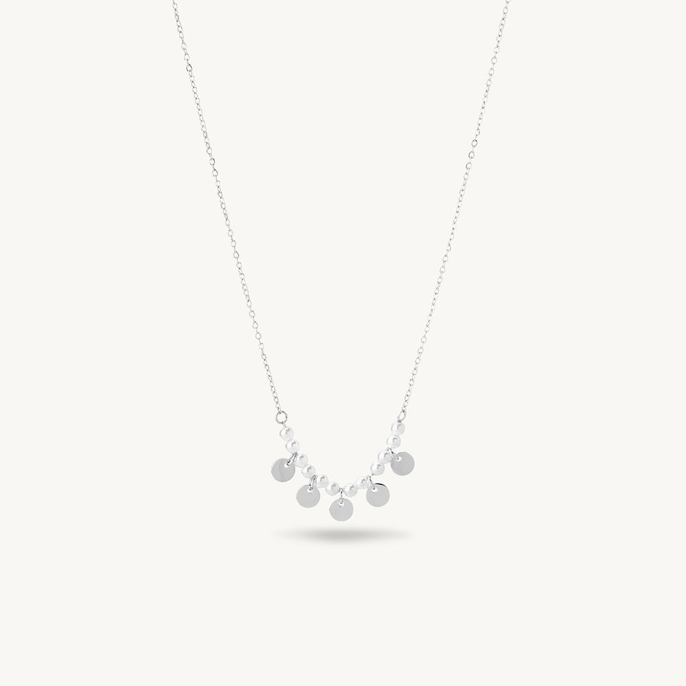 Pearl Disc Charm Necklace