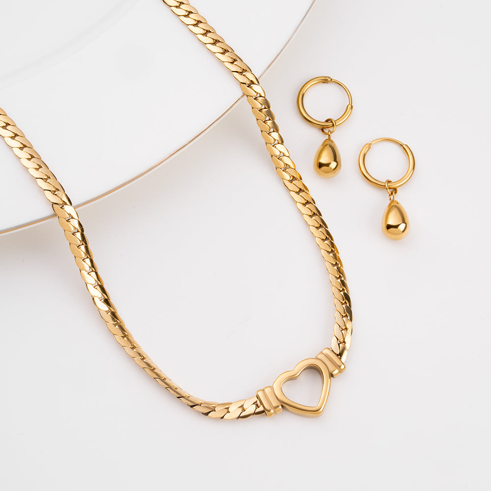Cuban Heart Drop Statement Jewellery Set