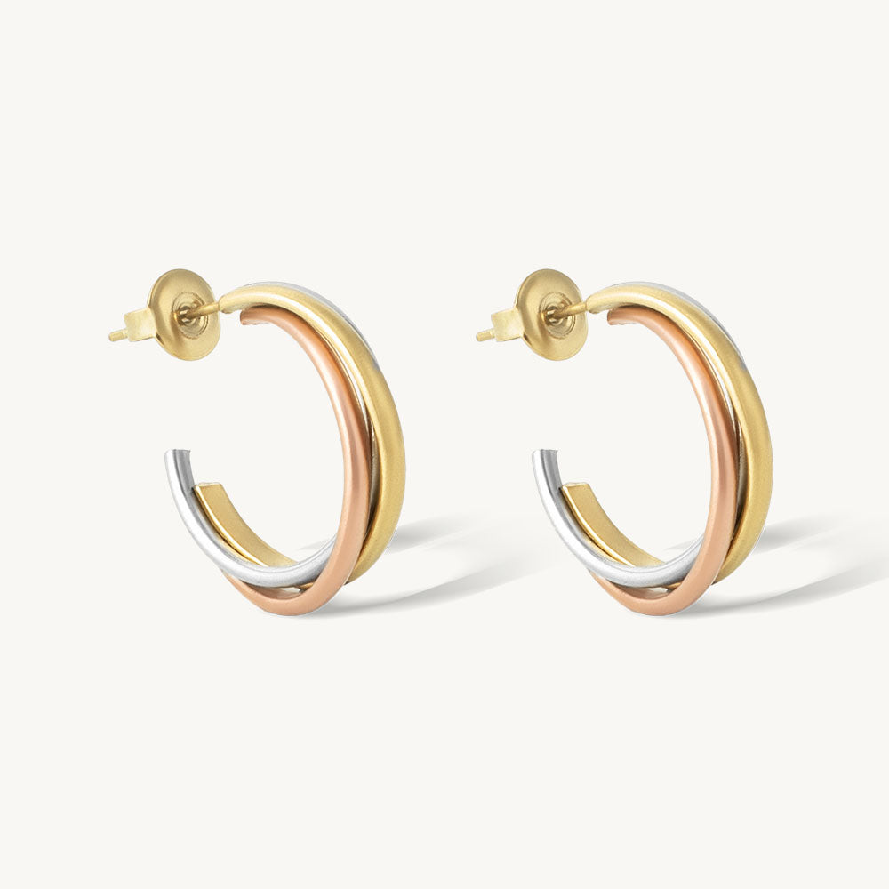 Modern Triple Band Half Hoop Earring