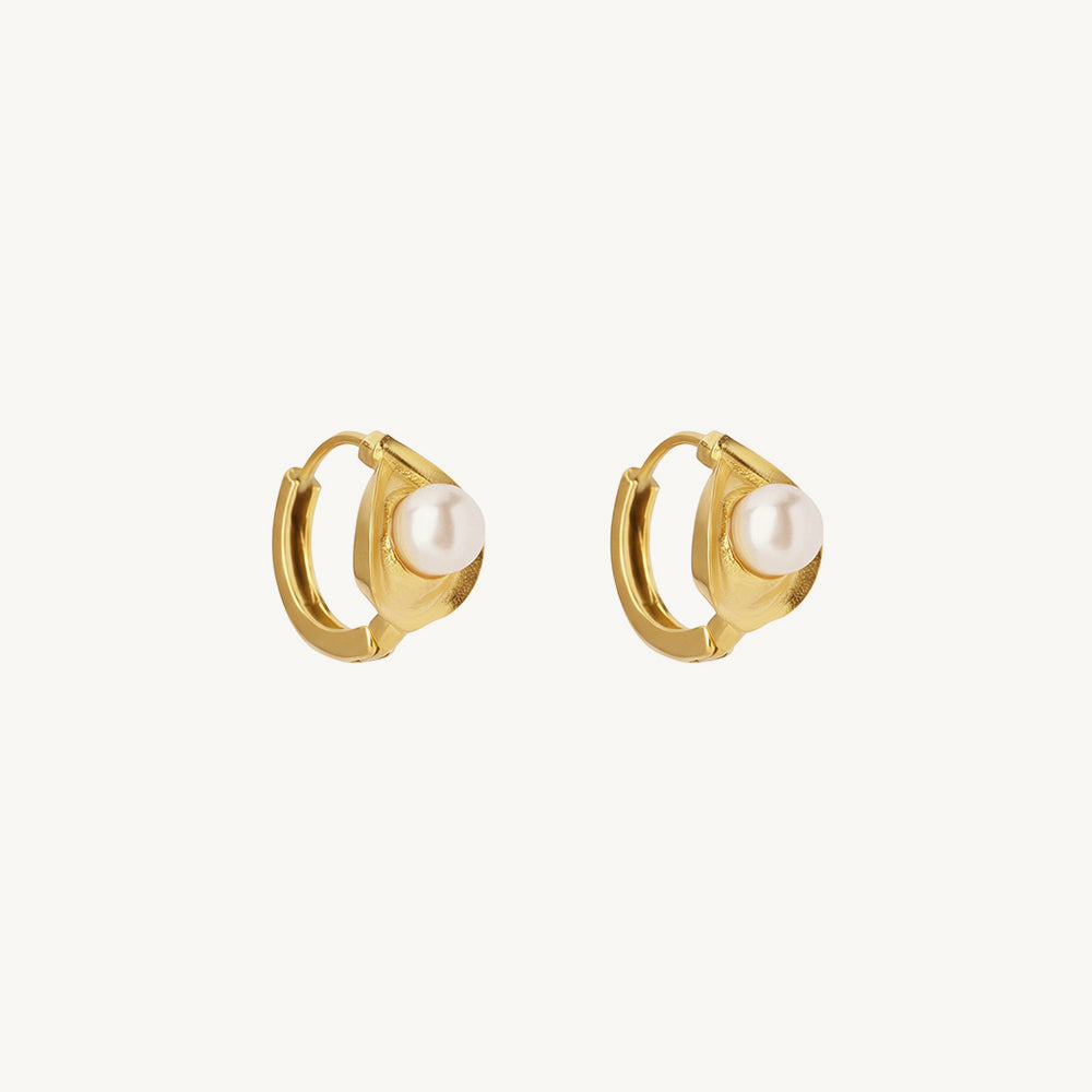 Pearl Accent Mini Hoop Earrings