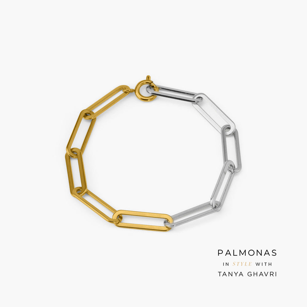 Dual-Tone Paperclip Link Bracelet