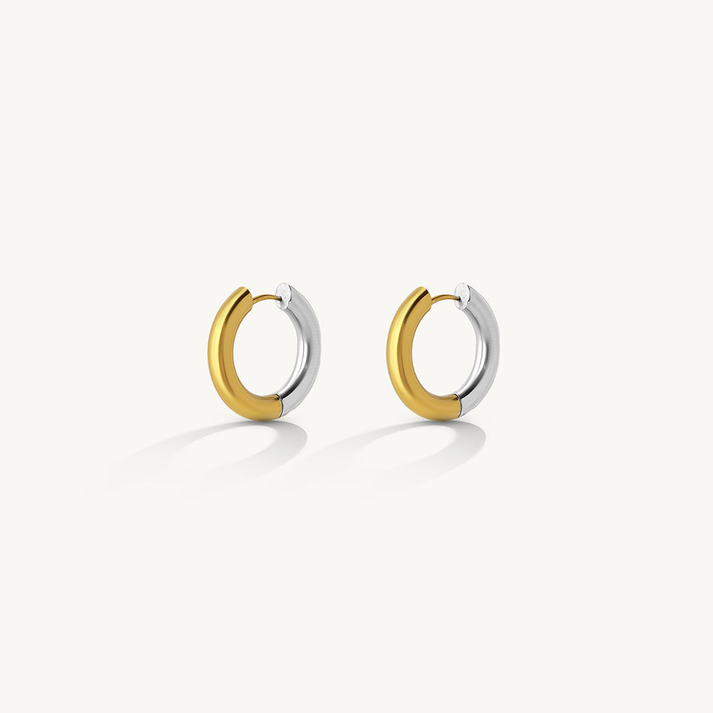 Dual Tone Mini Hoop Earrings
