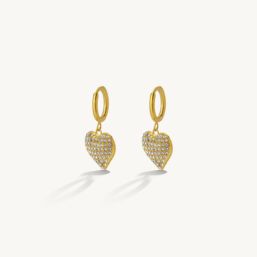 Sparkling Heart Drop Earrings