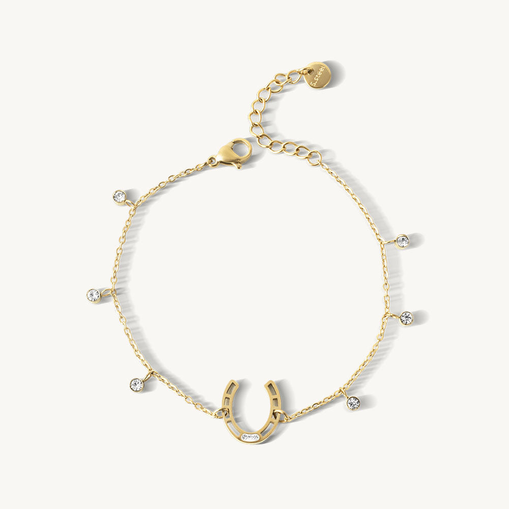 U Motif Crystal Charm Bracelet