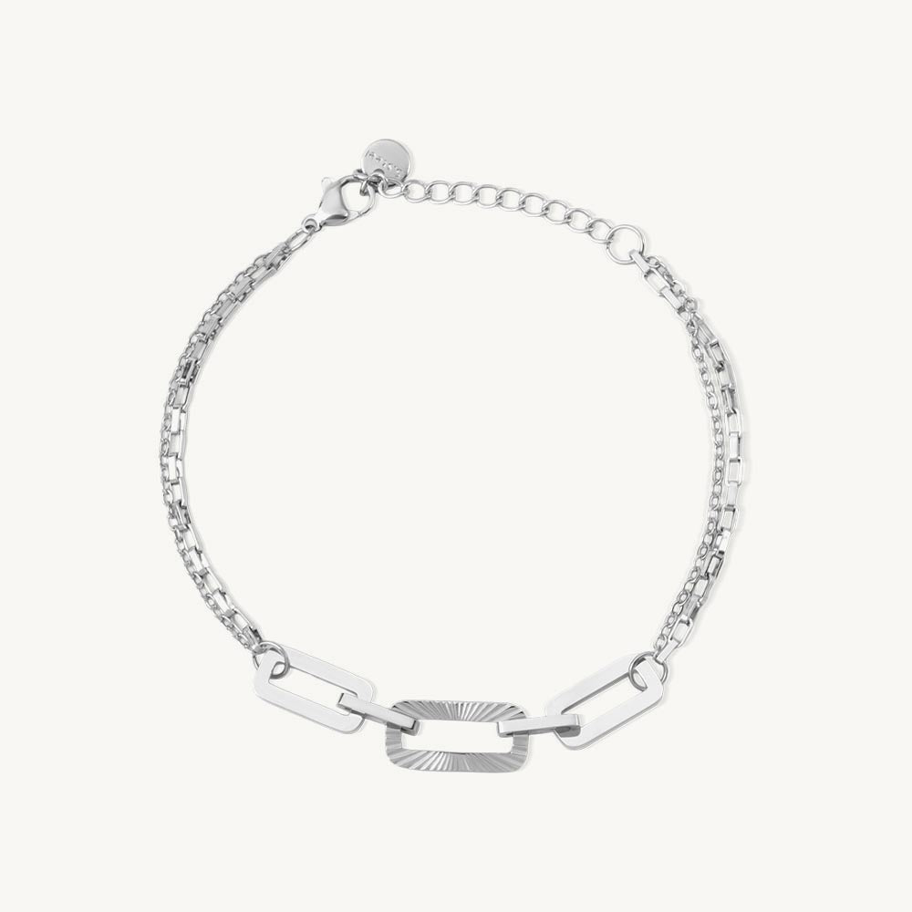 Rectangle Motif Layered Bracelet