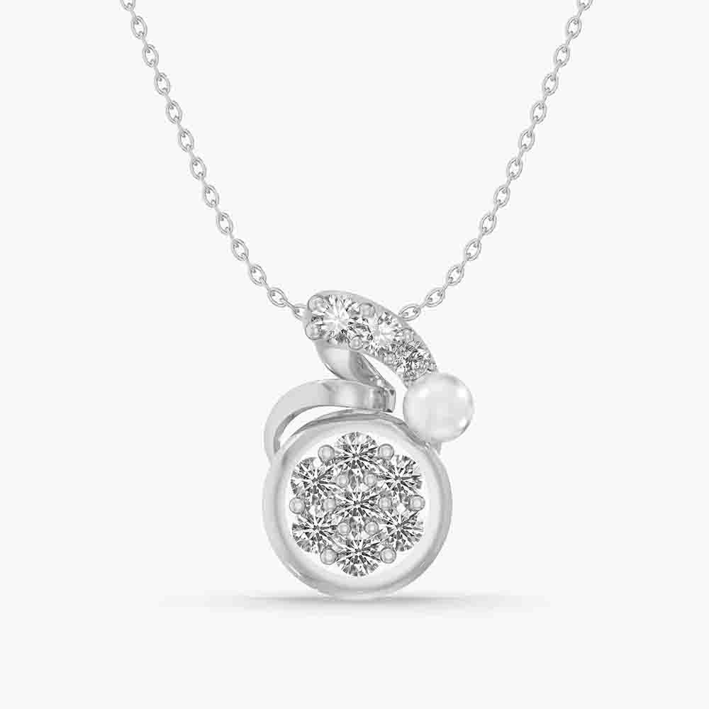 Pearl Frame Disc 925 Sterling Silver Pendant Necklace