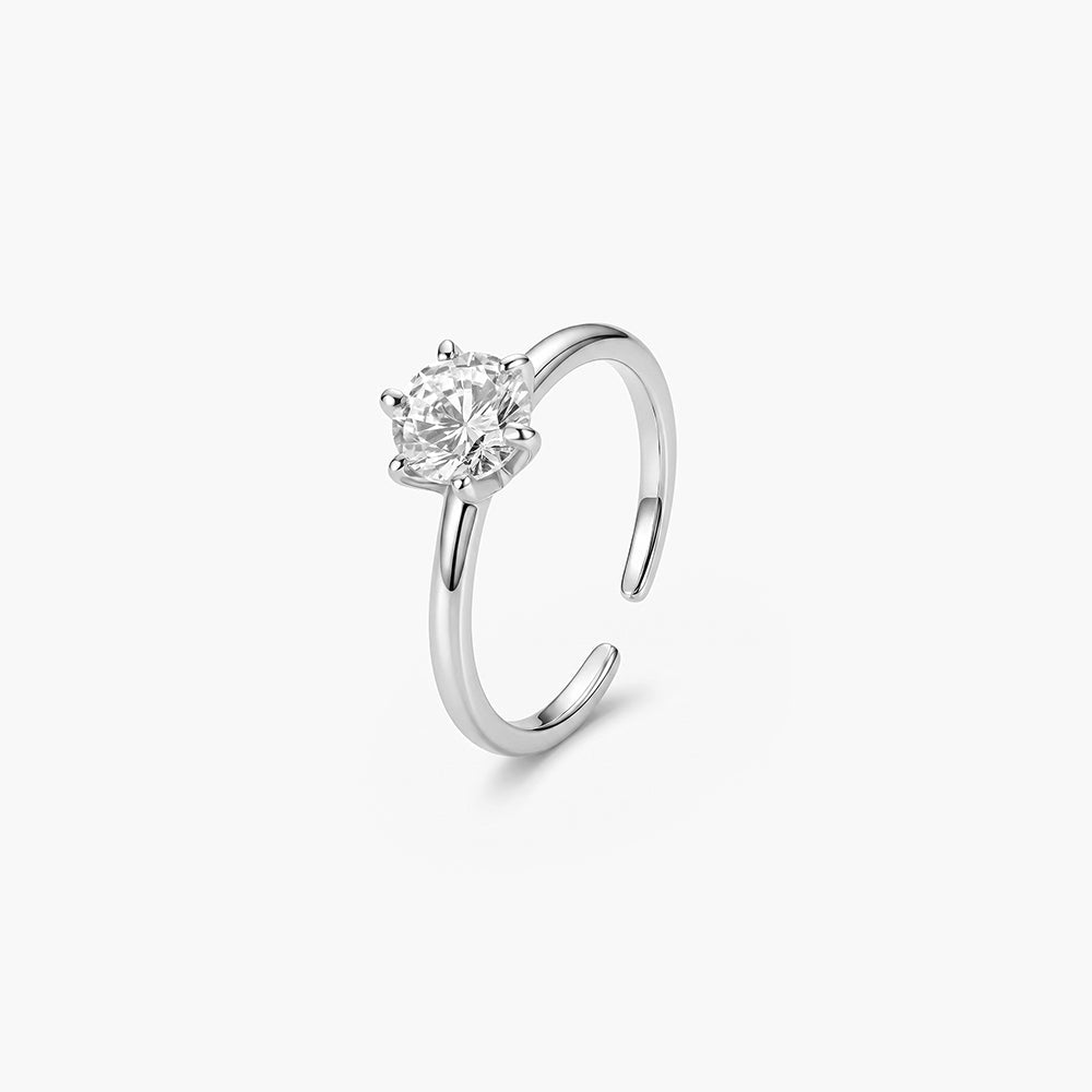 Timeless Round Solitaire 925 Silver Ring