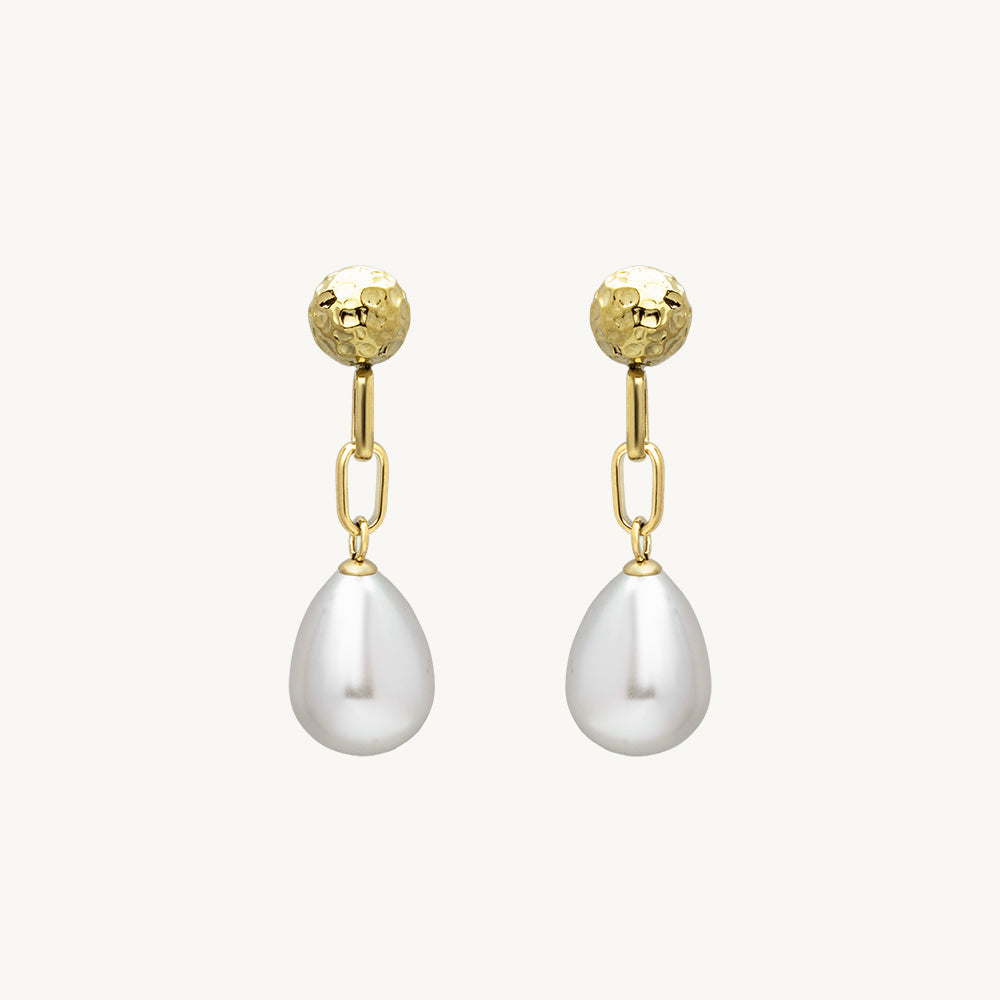 Link Chain Pearl Drop Earrings