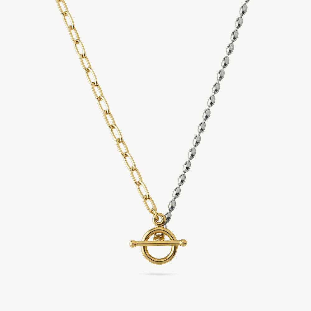 Dual Tone Minimal Bar Drop Necklace