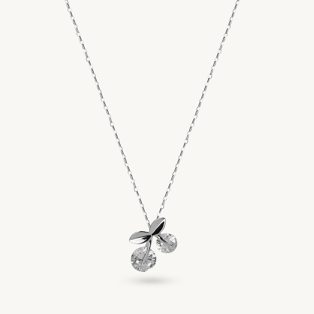 Delicate Cherry Charm 925 Sterling Silver Pendant Necklace