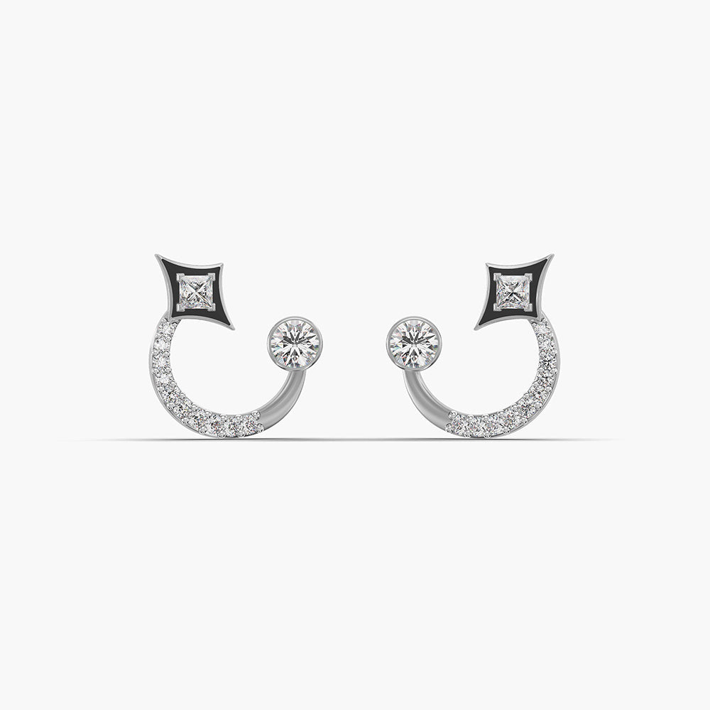 Crescent 925 Silver Stud Earrings