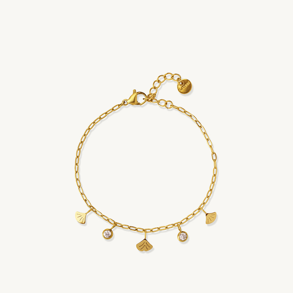 Mini Leaf Crystal Drop Chain Bracelet