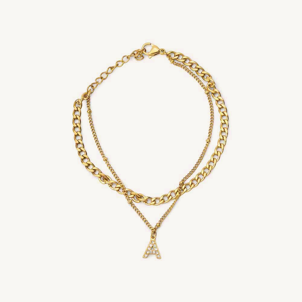 Gleaming Inital A Charm Bracelet