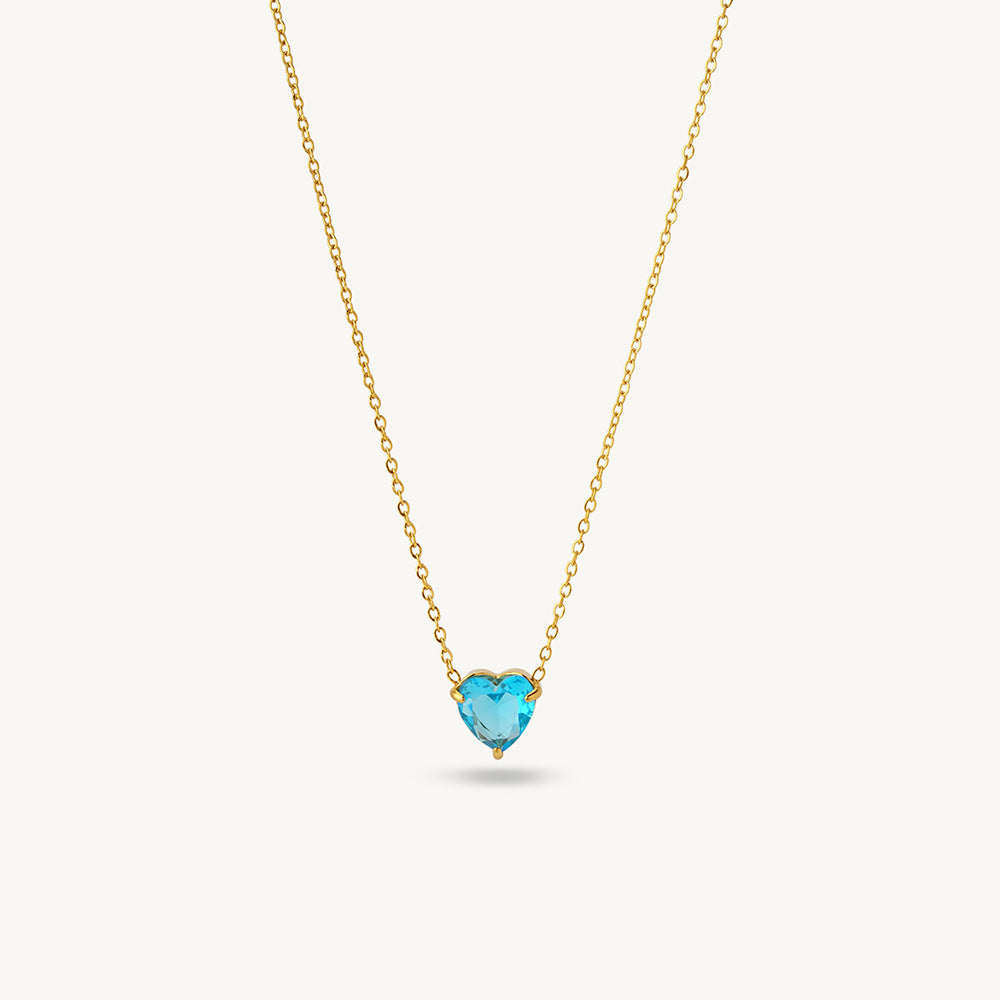 Radiant Aqua Heart Necklace