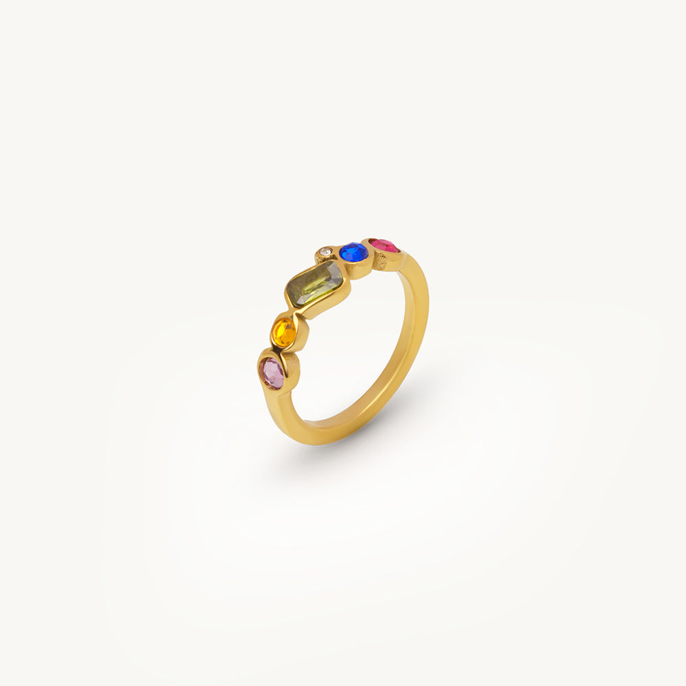 Multi Colour Stone Accent Ring